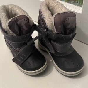 Cozy Black and Gray Baby Boots